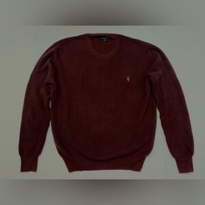 AllSaints - Men’s Lg Burgundy waffle textured sweater (hot and flavorful) 🍷